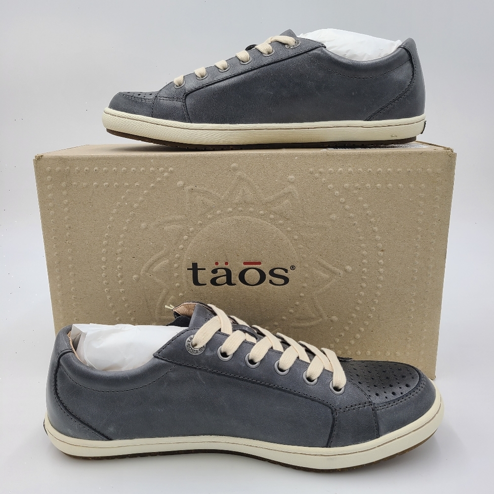 Taos Zipster Womens 8M Steel Gray Leather Sneakers Footbed Stand Up Comfortable